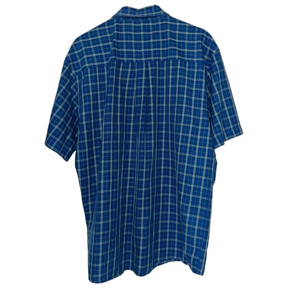 George strait wrangler plaid short sleeve shirt blue white L - Picture 2 of 3